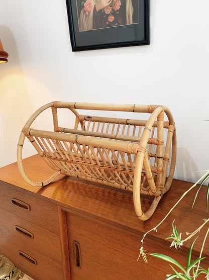 Rattan Pretzel Magazine / LP Rack