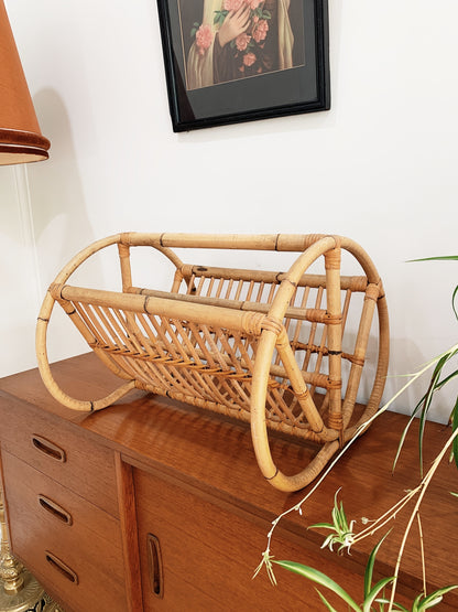 Rattan Pretzel Magazine / LP Rack