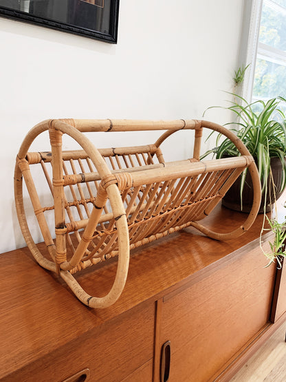 Rattan Pretzel Magazine / LP Rack