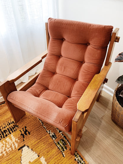 Rouge Velvet & Teak Sling Lounge Chair Suite