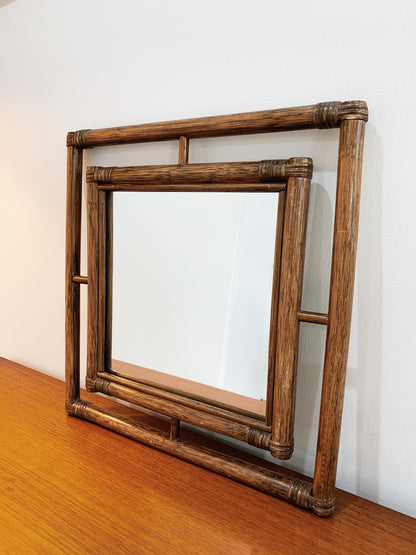 Square Rattan Beauty Mirror