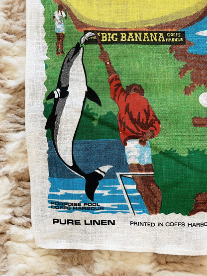 Hand Printed Bananacoast Tour Souvenir Tea Towel