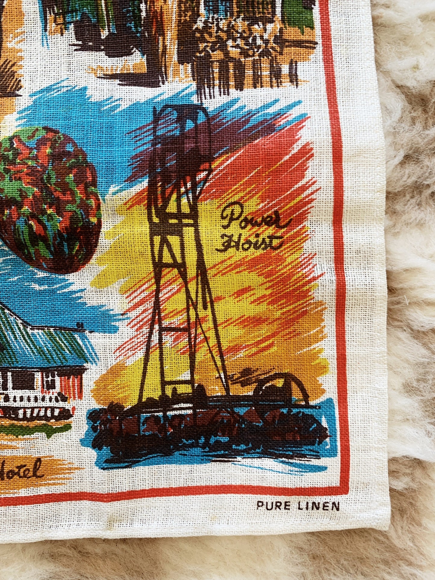 Hand Printed Opal Fields Lightning Ridge Souvenir Tea Towel