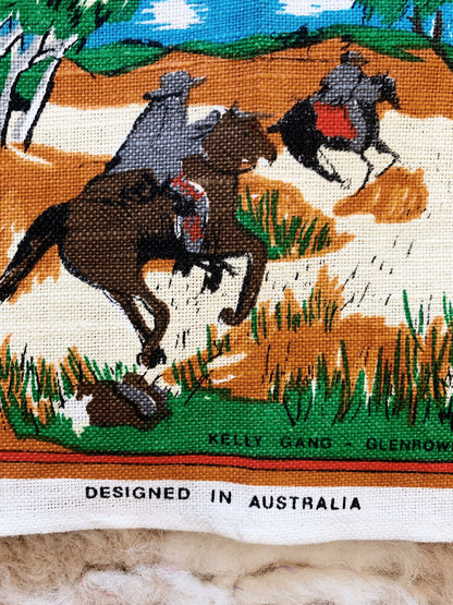 Hand Printed Ned Kelly Kelly Country Souvenir Tea Towel