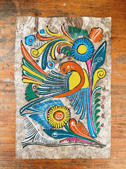 Traditional Mexican Folk Art Amate Bark Painting