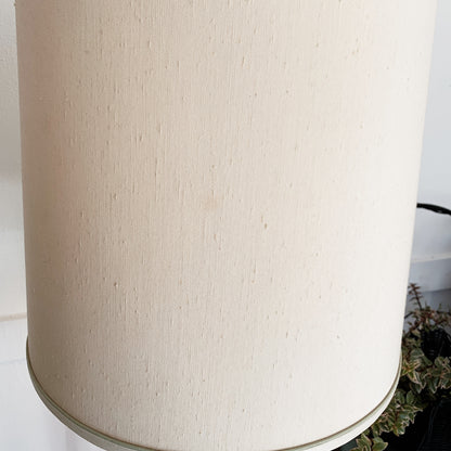 Turned Wood Floor Lamp with Textured Linen Shade