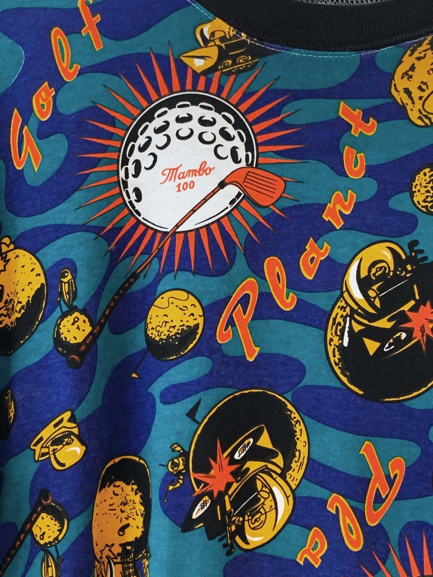 Vintage Mark Falls for Mambo "Planet Golf" Fabric Print T-Shirt
