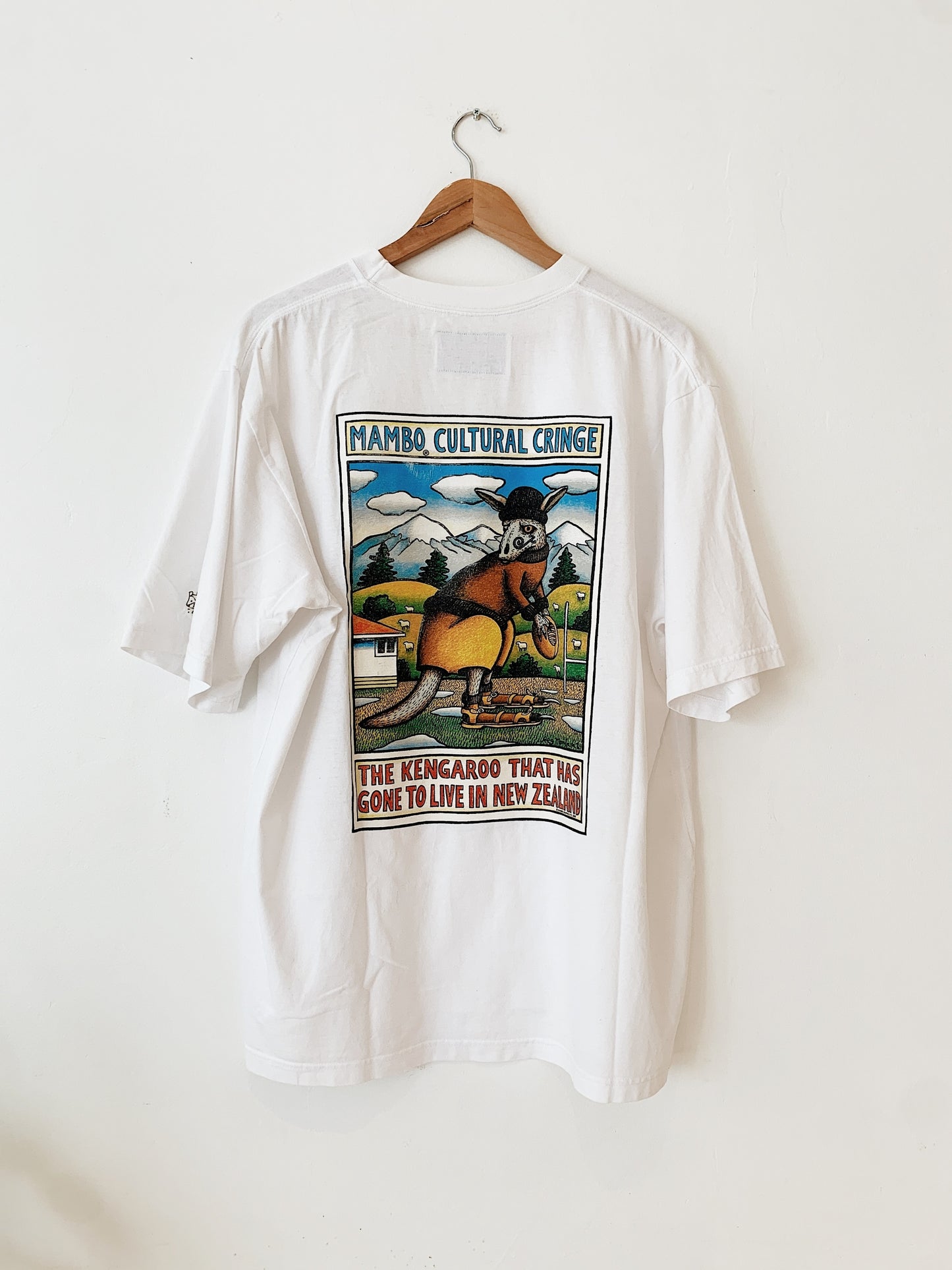 Vintage Reg Mombassa for Mambo "The Kengaroo That Has Gone To Live In New Zealand" '97 T-Shirt