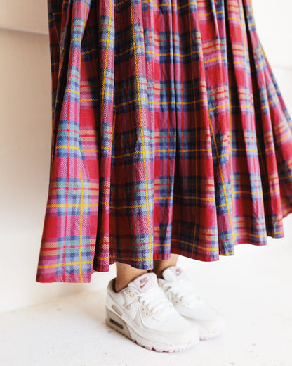 Vintage 80s Kerry McGee Floral & Tartan Skirt