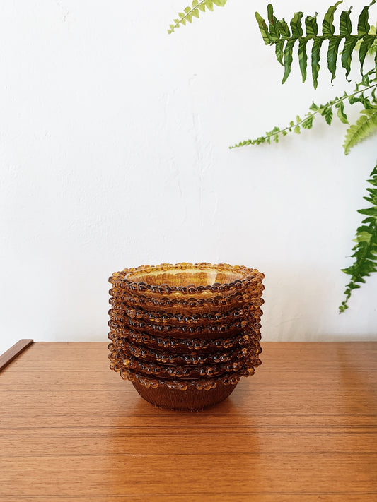 Vintage Amber Pudding Bowls / Set of 4