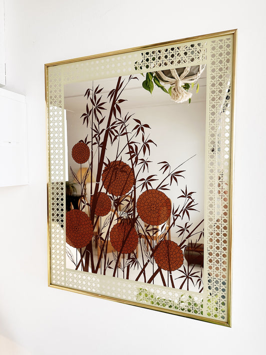 Vintage Blooming Bamboo Print Mirror