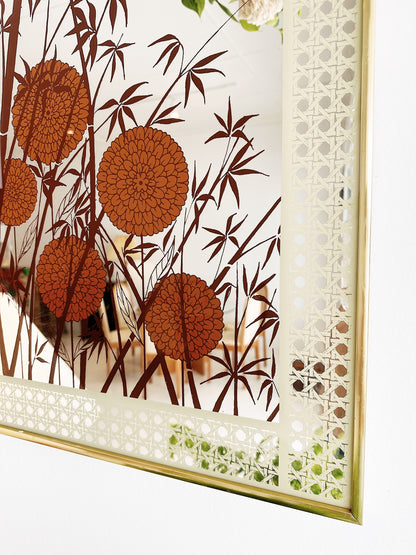 Vintage Blooming Bamboo Print Mirror