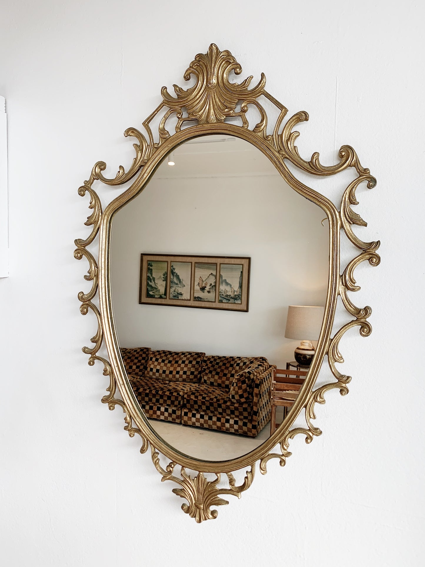 Vintage Brass Rococo Mirror