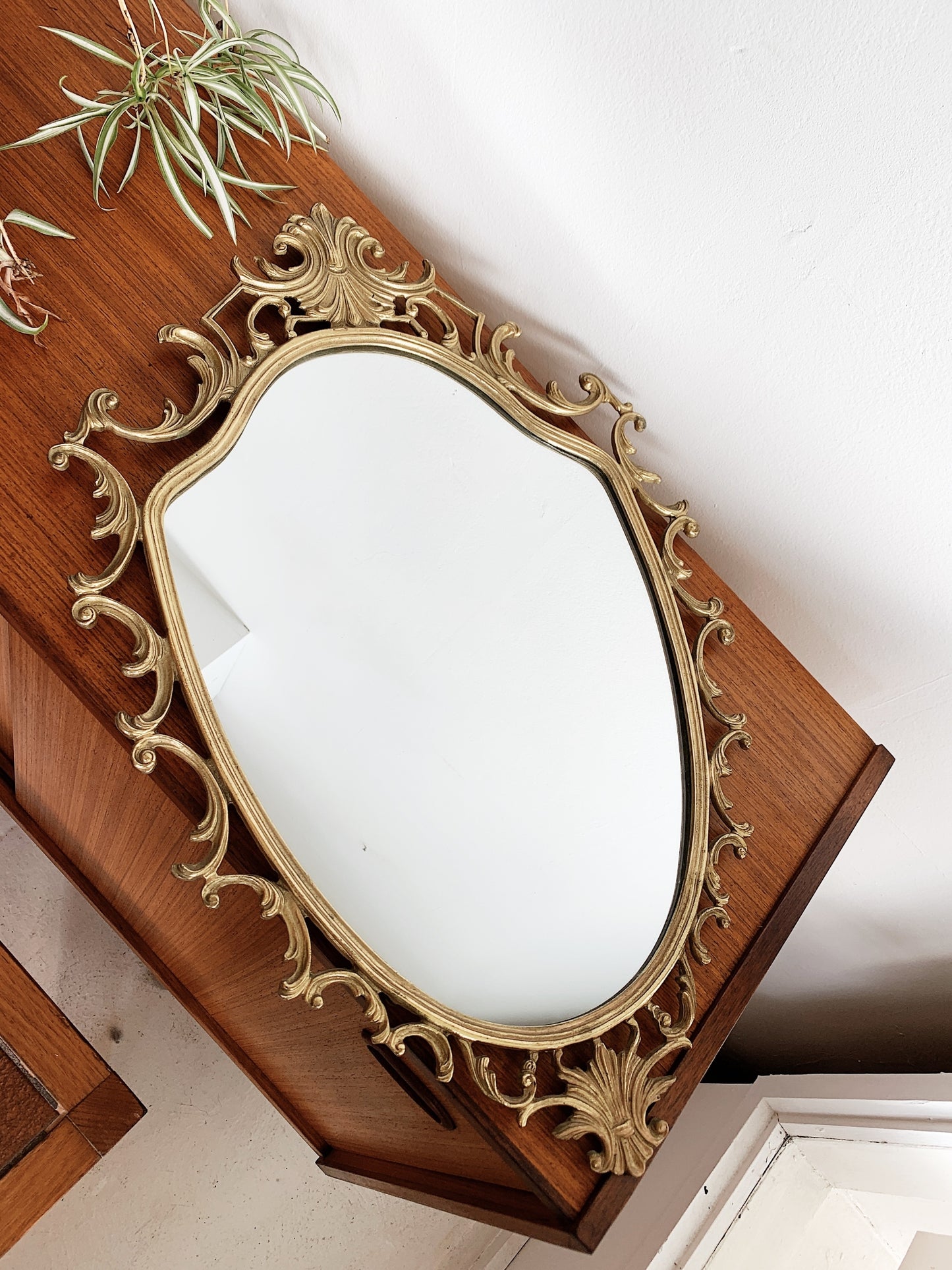 Vintage Brass Rococo Mirror