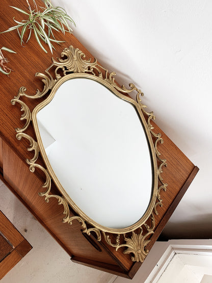 Vintage Brass Rococo Mirror