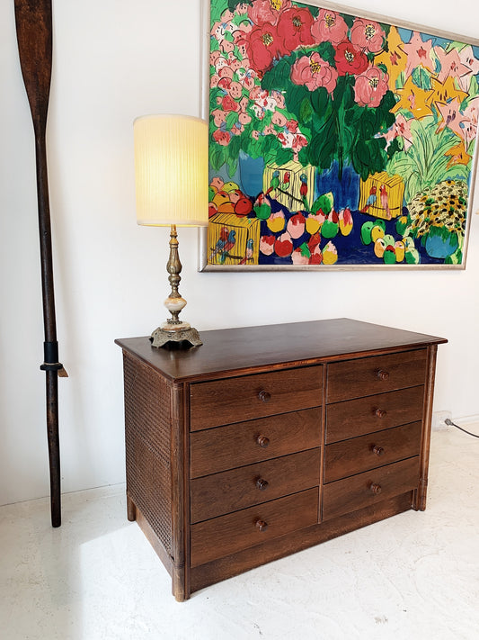 Vintage Cane Detail Chest of Drawers