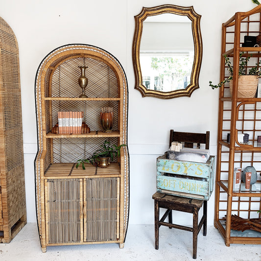 Vintage Cane Peacock Hutch