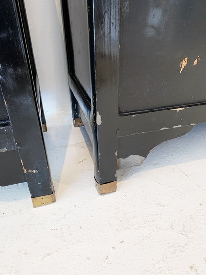 Vintage Chinoiserie Black Lacquered Cabinet (2 available)