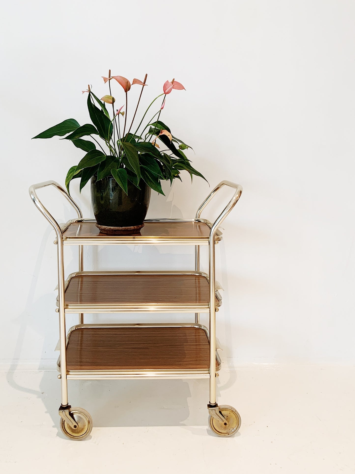 Vintage Chrome Three-tier Bar Cart