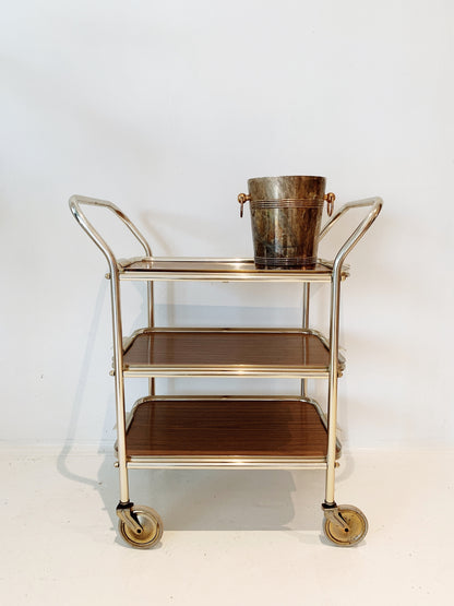 Vintage Chrome Three-tier Bar Cart