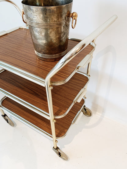 Vintage Chrome Three-tier Bar Cart