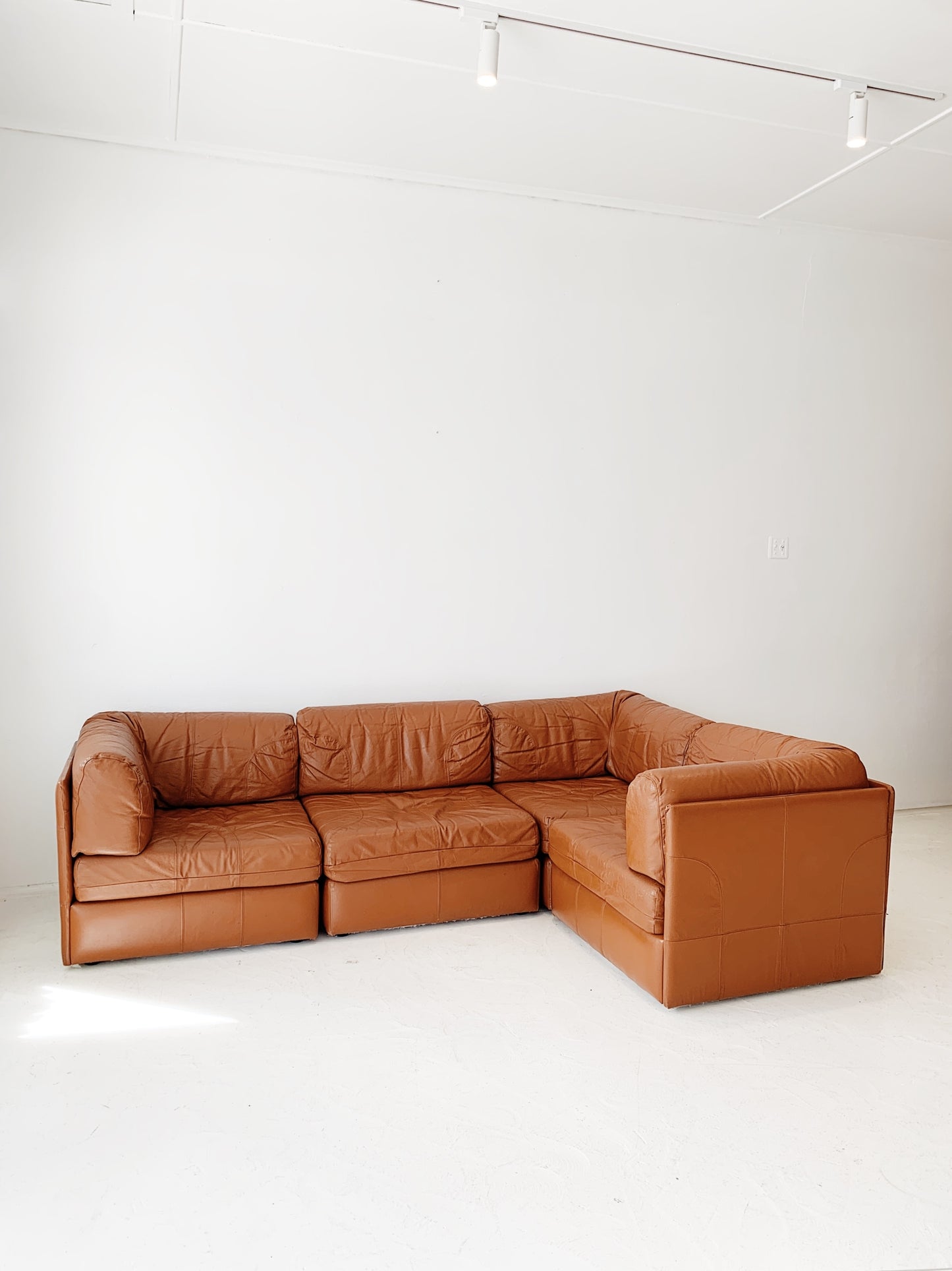 Vintage Cinnamon Leather Modular Sofa