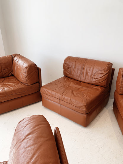 Vintage Cinnamon Leather Modular Sofa