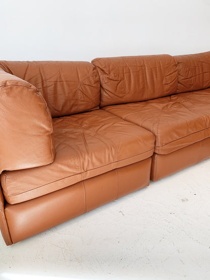Vintage Cinnamon Leather Modular Sofa
