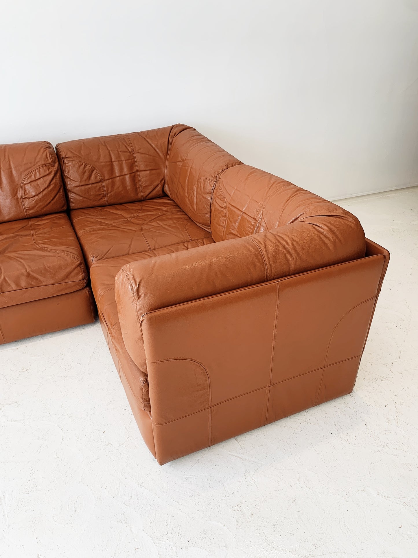 Vintage Cinnamon Leather Modular Sofa