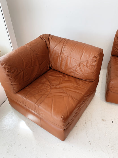 Vintage Cinnamon Leather Modular Sofa