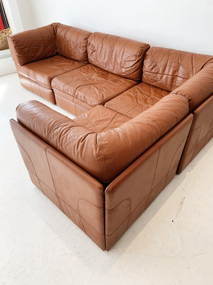 Vintage Cinnamon Leather Modular Sofa