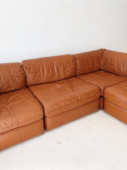 Vintage Cinnamon Leather Modular Sofa