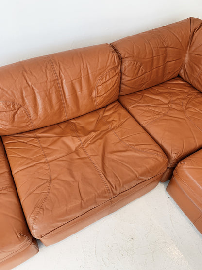 Vintage Cinnamon Leather Modular Sofa