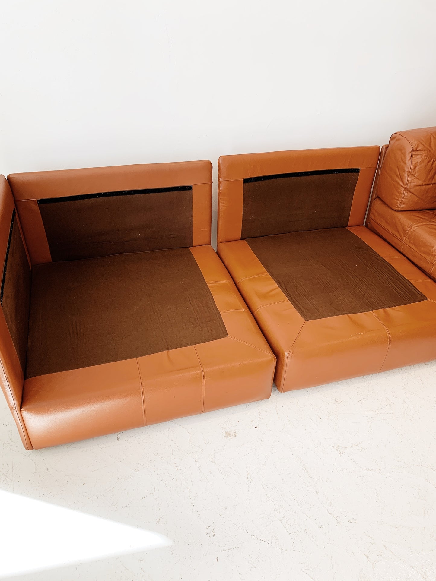 Vintage Cinnamon Leather Modular Sofa