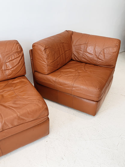 Vintage Cinnamon Leather Modular Sofa