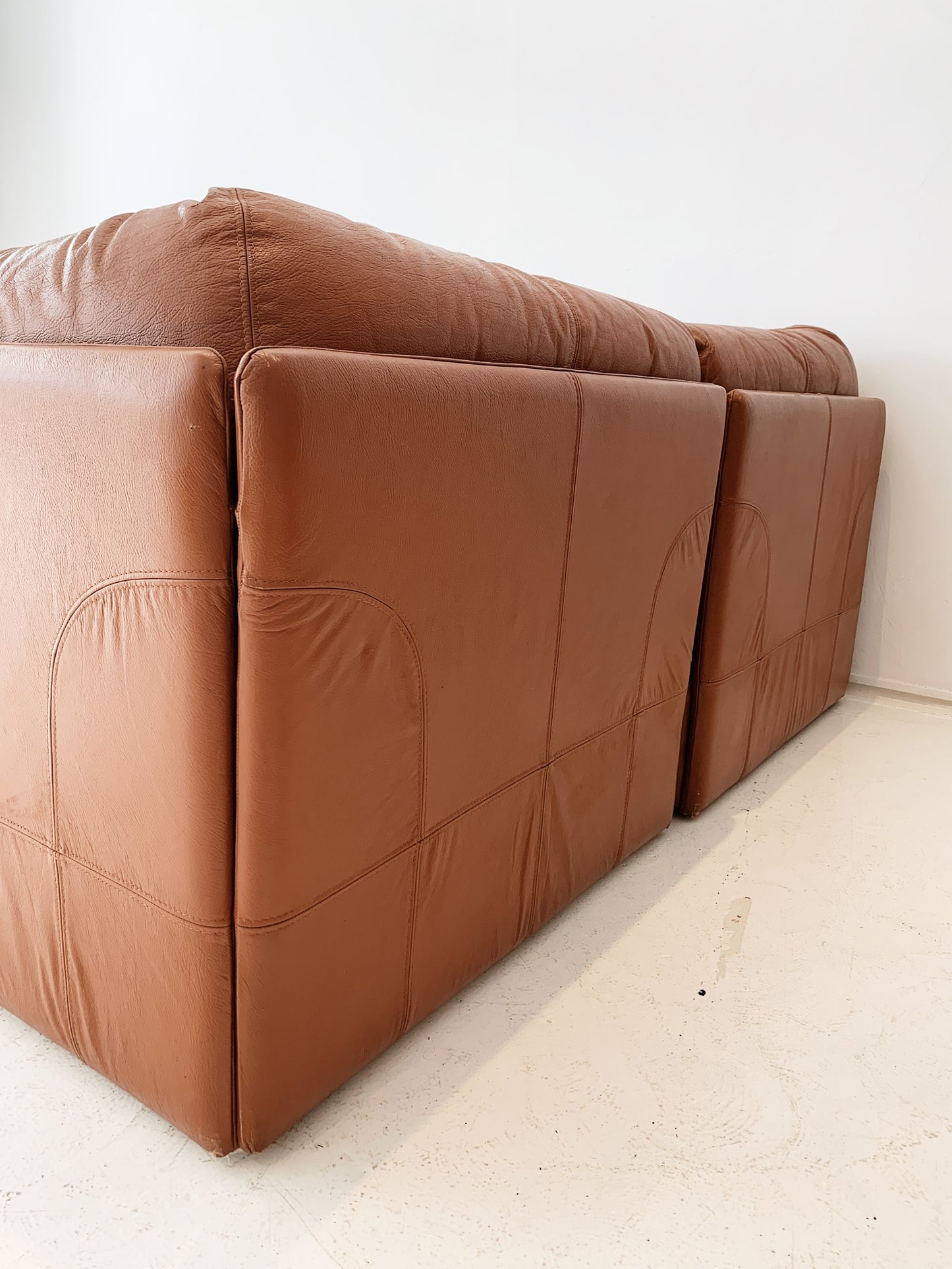Vintage Cinnamon Leather Modular Sofa