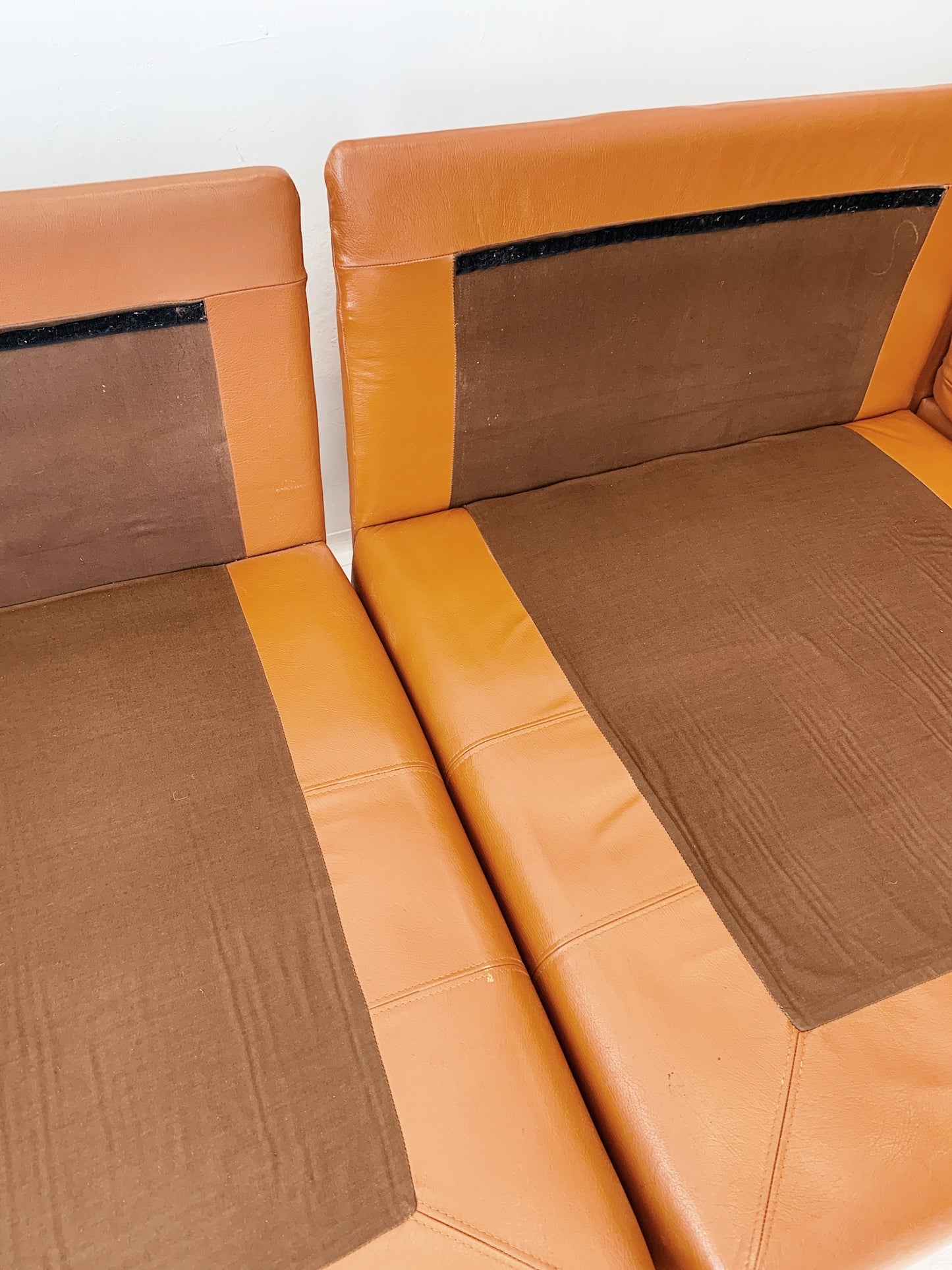 Vintage Cinnamon Leather Modular Sofa