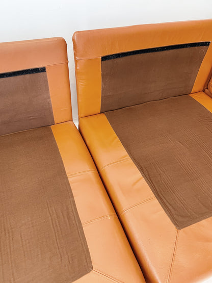 Vintage Cinnamon Leather Modular Sofa