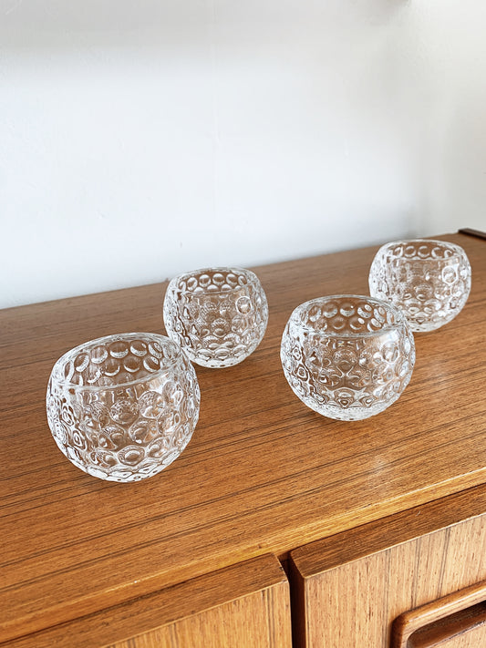 Vintage Clear Glass Tealight Holder / 4 available