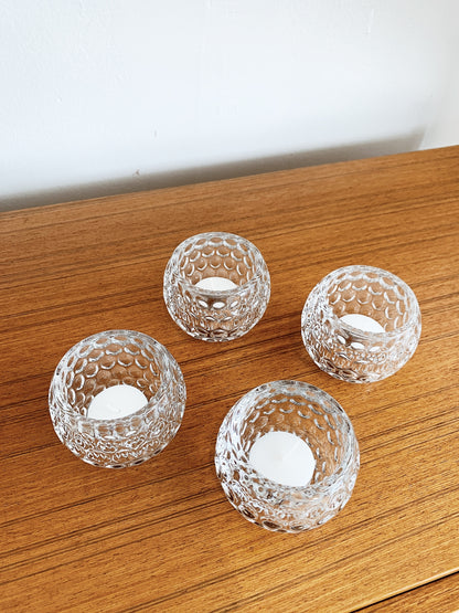 Vintage Clear Glass Tealight Holder / 4 available