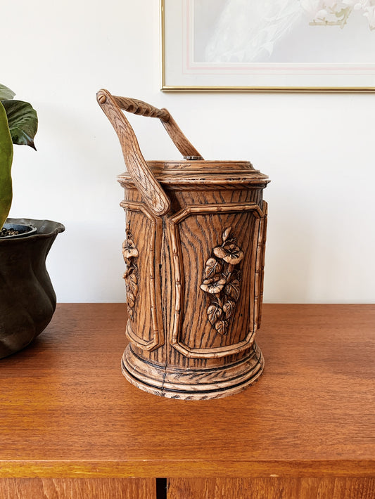 Vintage Faux Wood Floral Ice Bucket
