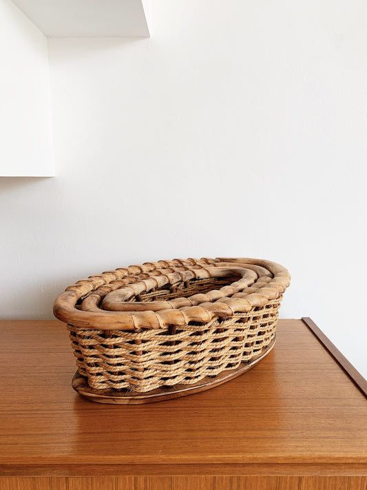 Vintage Folk Art Wood & Rope Trio