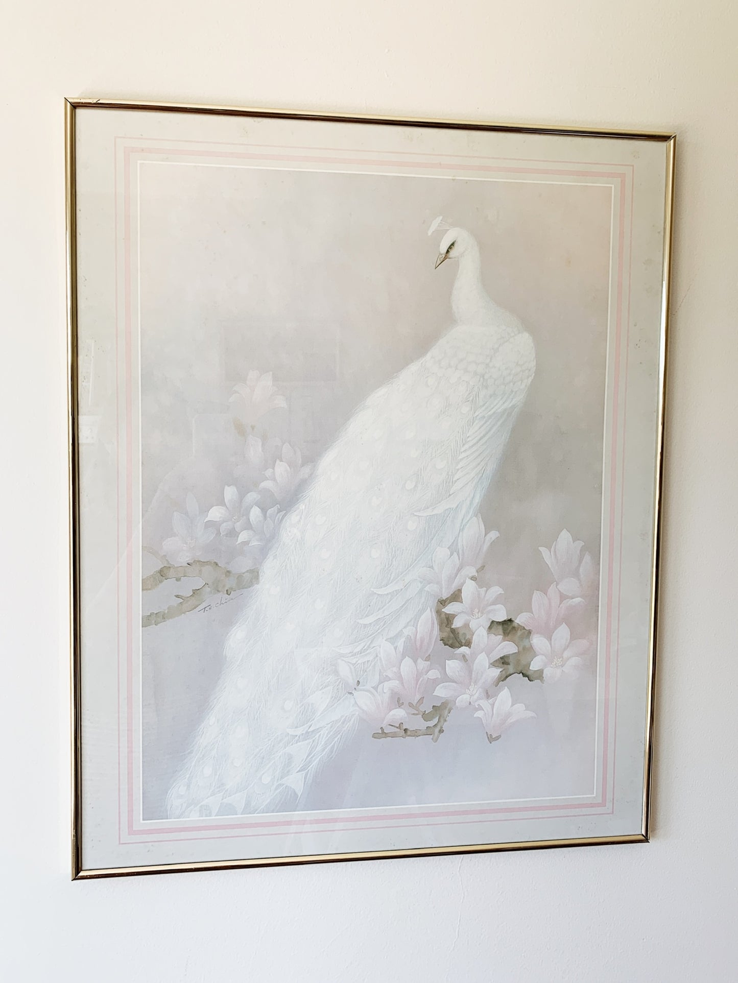 Vintage T. C. Chiu White Peacock Framed Print