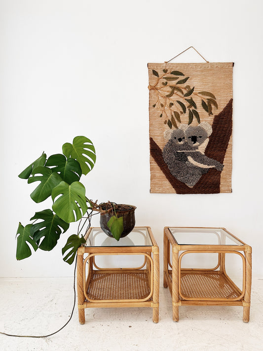 Vintage Garry Masters Cane & Rattan Side Tables