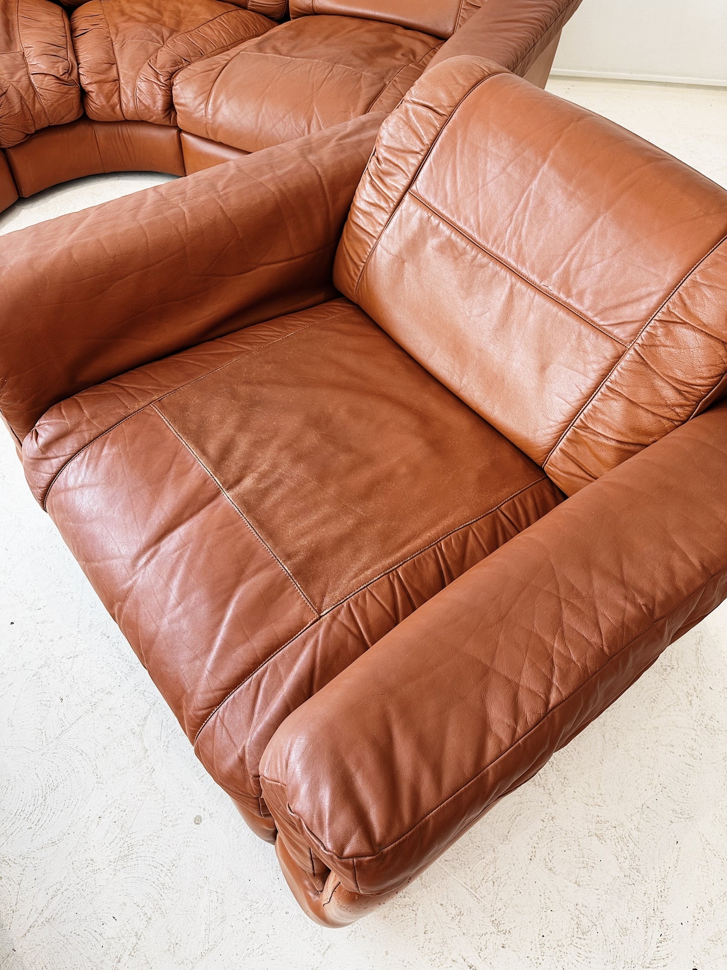 Vintage Gimson Slater Leather Modular Sofa & Armchair Set