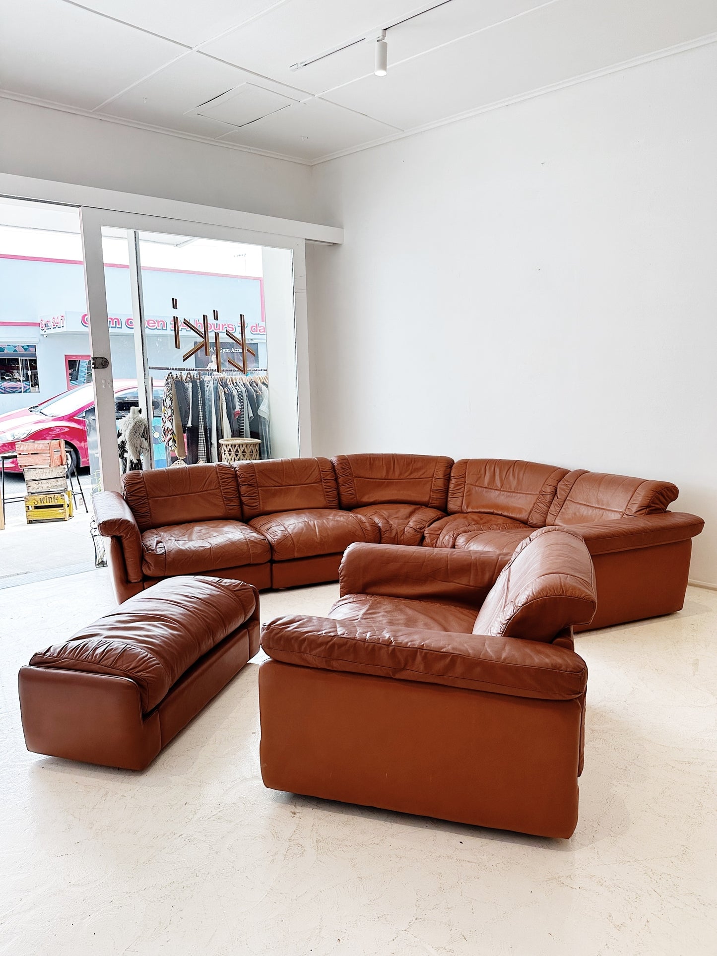 Vintage Gimson Slater Leather Modular Sofa & Armchair Set