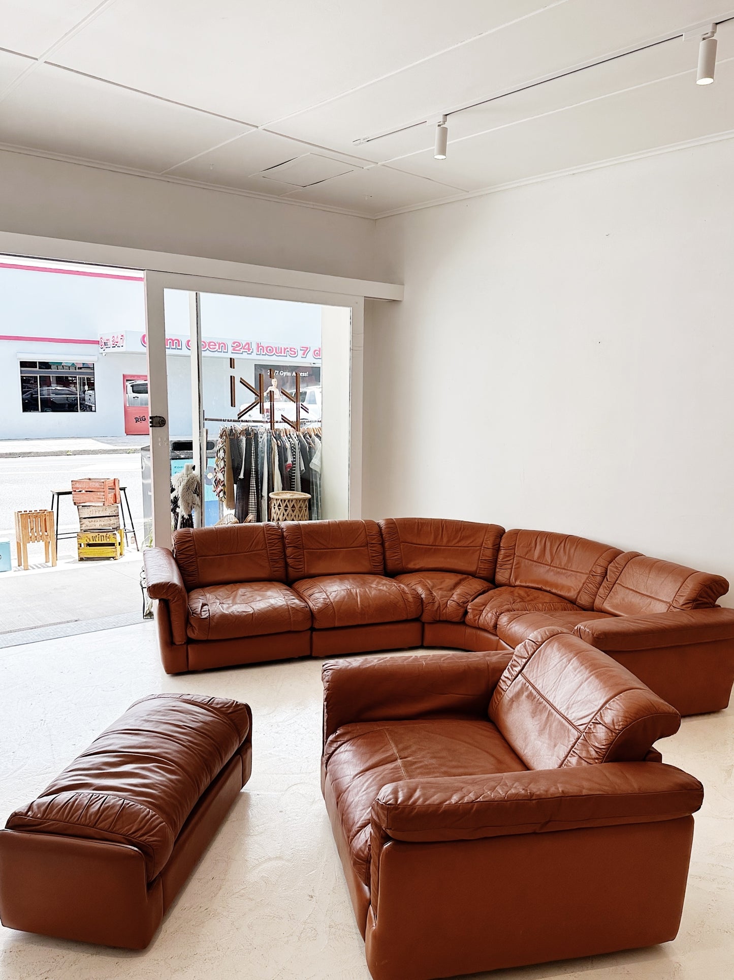 Vintage Gimson Slater Leather Modular Sofa & Armchair Set
