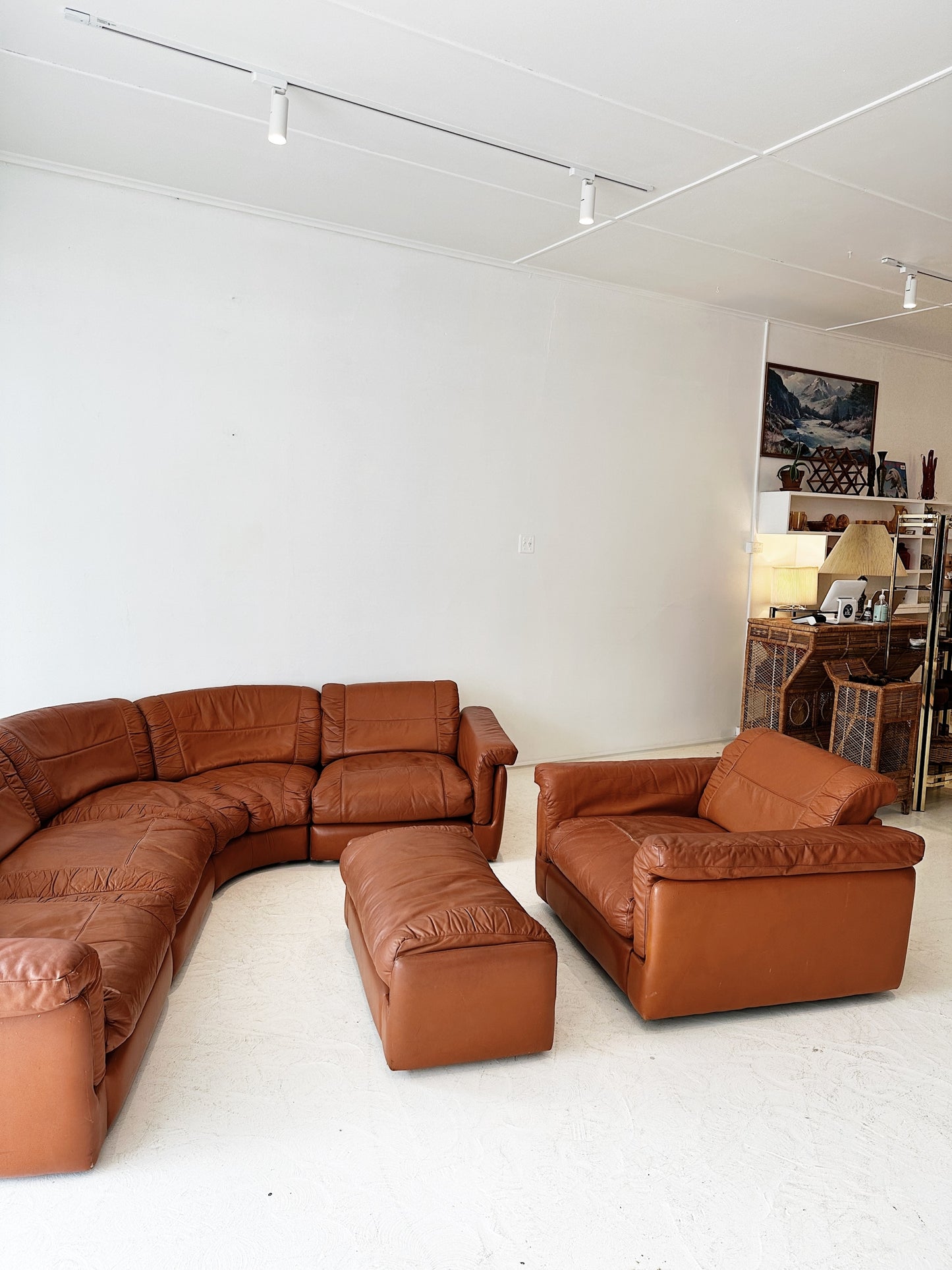 Vintage Gimson Slater Leather Modular Sofa & Armchair Set