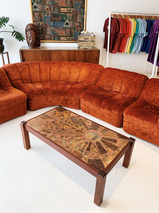 Vintage Hand-chased Copper Sunrise Coffee Table