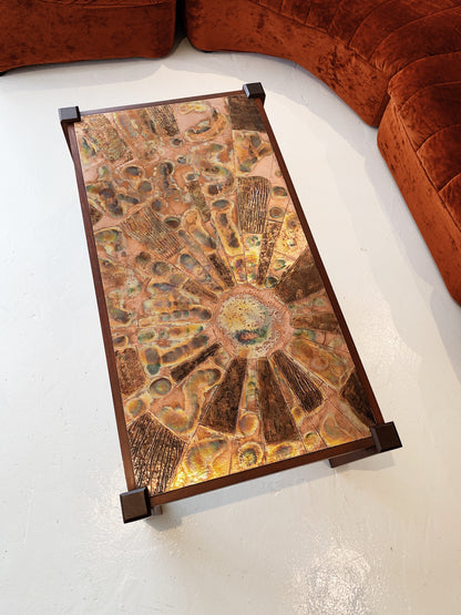 Vintage Hand-chased Copper Sunrise Coffee Table